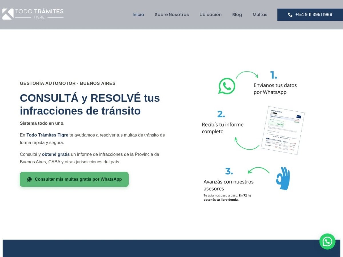 Sitio web de Todo Trámites Tigre